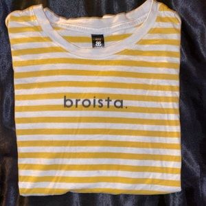 Dutch Bros limited edition broista t-shirt, white and yellow stripes size large!